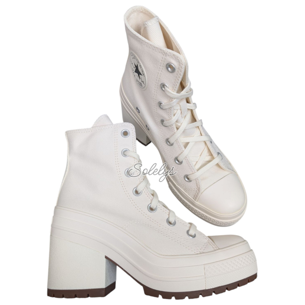 Converse Chuck 70 De Luxe Heel Platform Egret White Sneaker Boot Womens 9.5 NEW - Picture 10 of 10